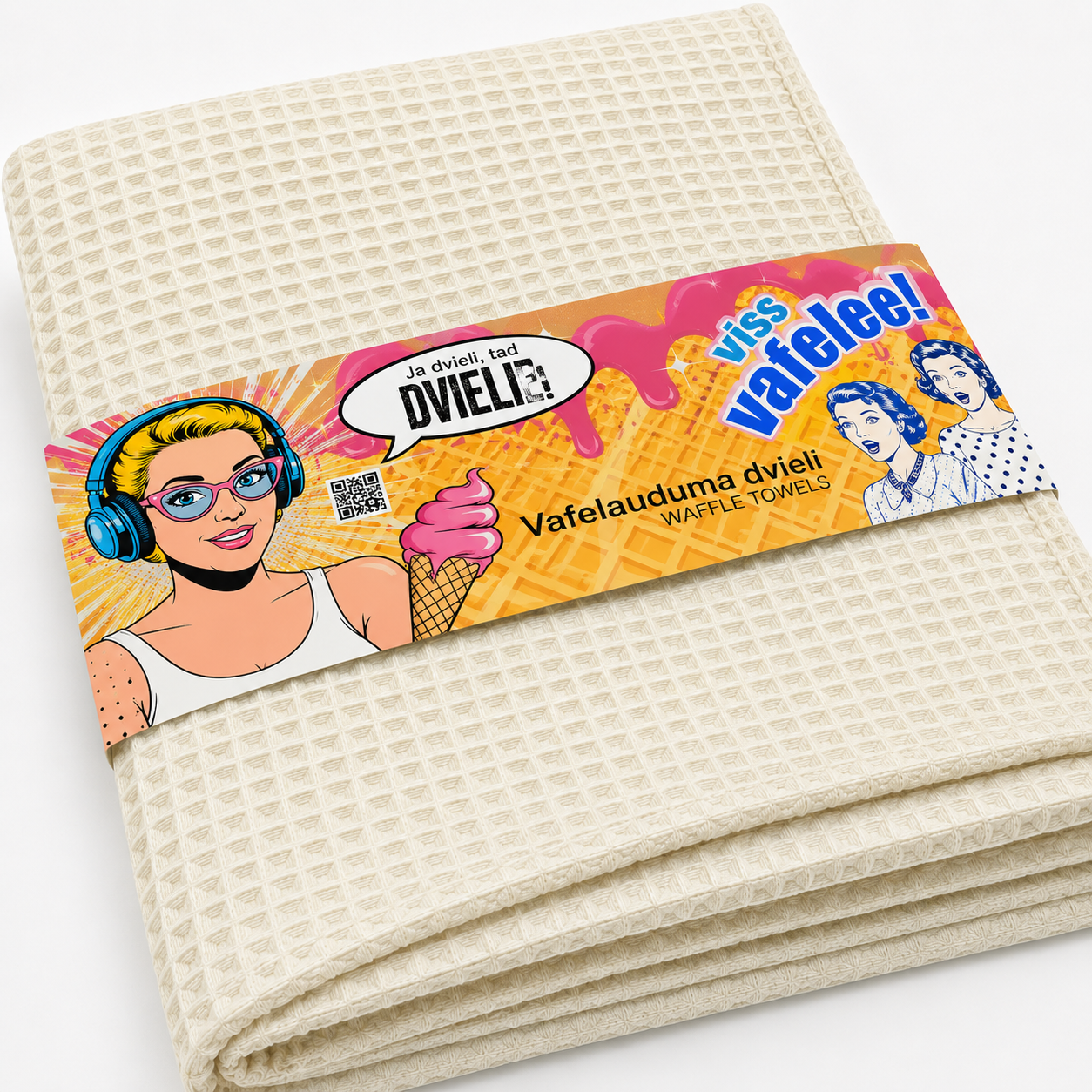 Vafeļauduma dvielis / PIENA BALTS