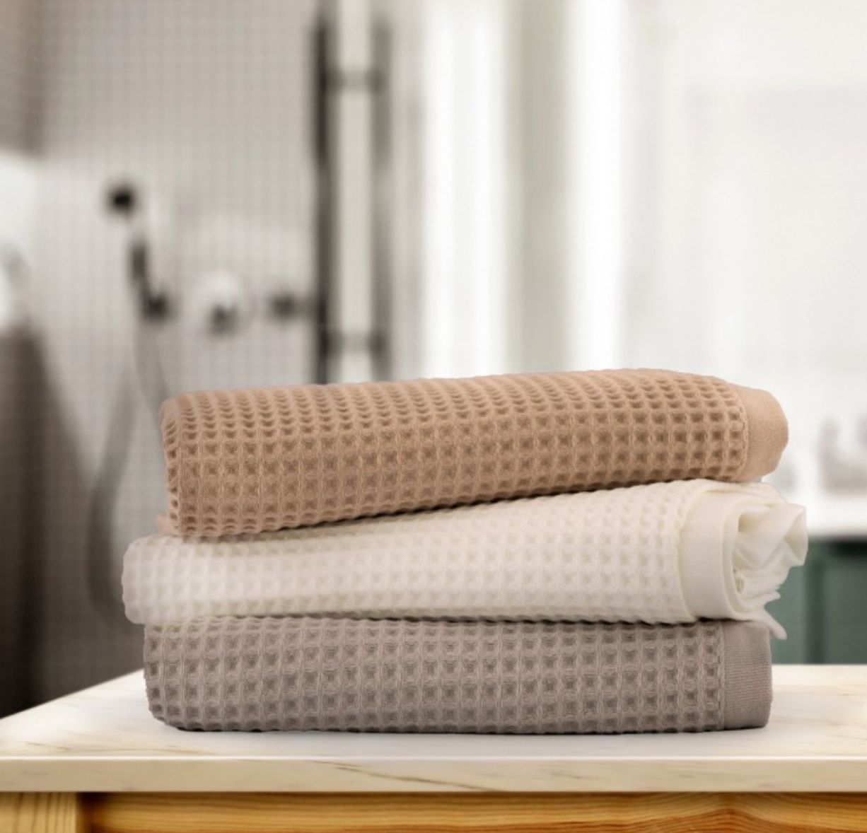 Waffle fabric towels