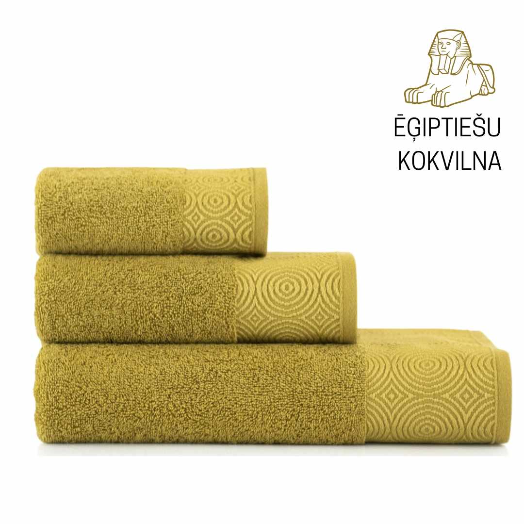 Dvielis PÄIKESEGA egiptuse puuvillast / 3 suurust / roheline
