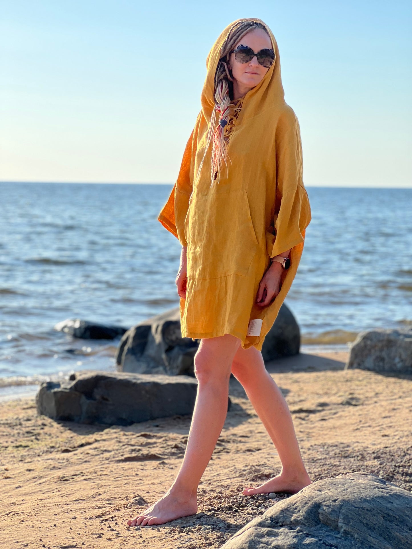 Lina Pončo unisex - kollane