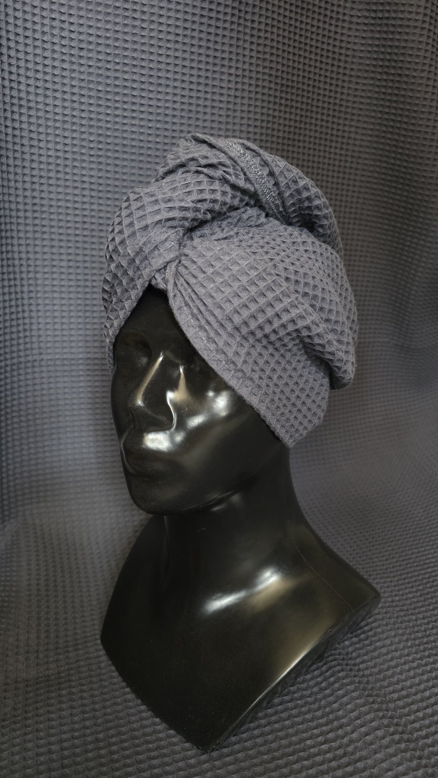 Juukserätik turban nööpidega vahvelkoeline / vana roosa