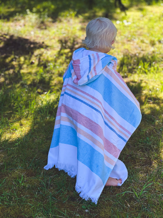 Striped children's poncho 80x60cm (2-6 years)