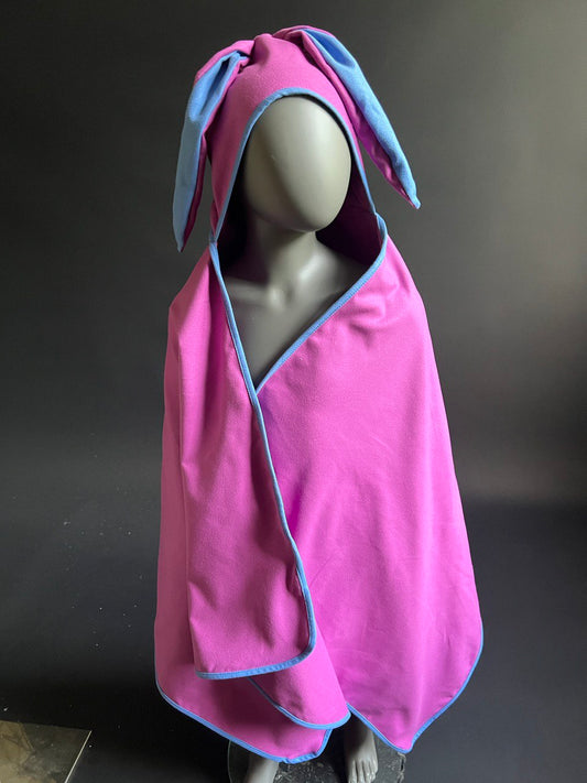 Microfiber Hooded Towel LILAC PINK with blue