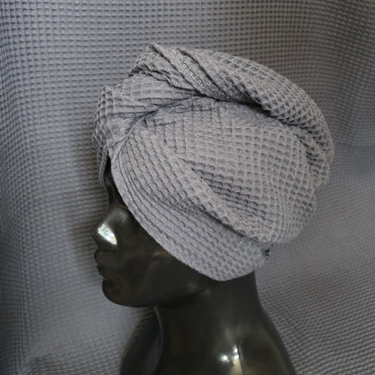 Juukserätik turban nööpidega vahvelkoeline / vana roosa
