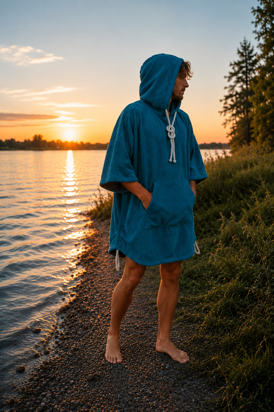 Pončo unisex - jūras zils / īsais
