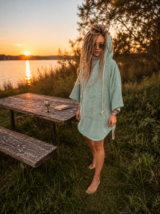 Pončo unisex - zaļgans / īsais