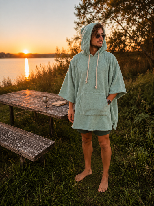 Pončo unisex - zaļgans / īsais